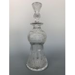 A fine Edinburgh crystal cut glass thistle-form decanter, 31 cm