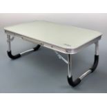A contemporary Andes aluminium folding lightweight table, 60 x 40 x 27 cm, as new in box
