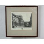 A*** E*** Wardle (19th Century) "King's College - London", etching, remarque proof, signed to the