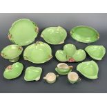 Royal Winton green ground blossom pattern table ware