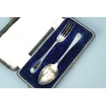 A cased silver Christening set, 1917 - 42