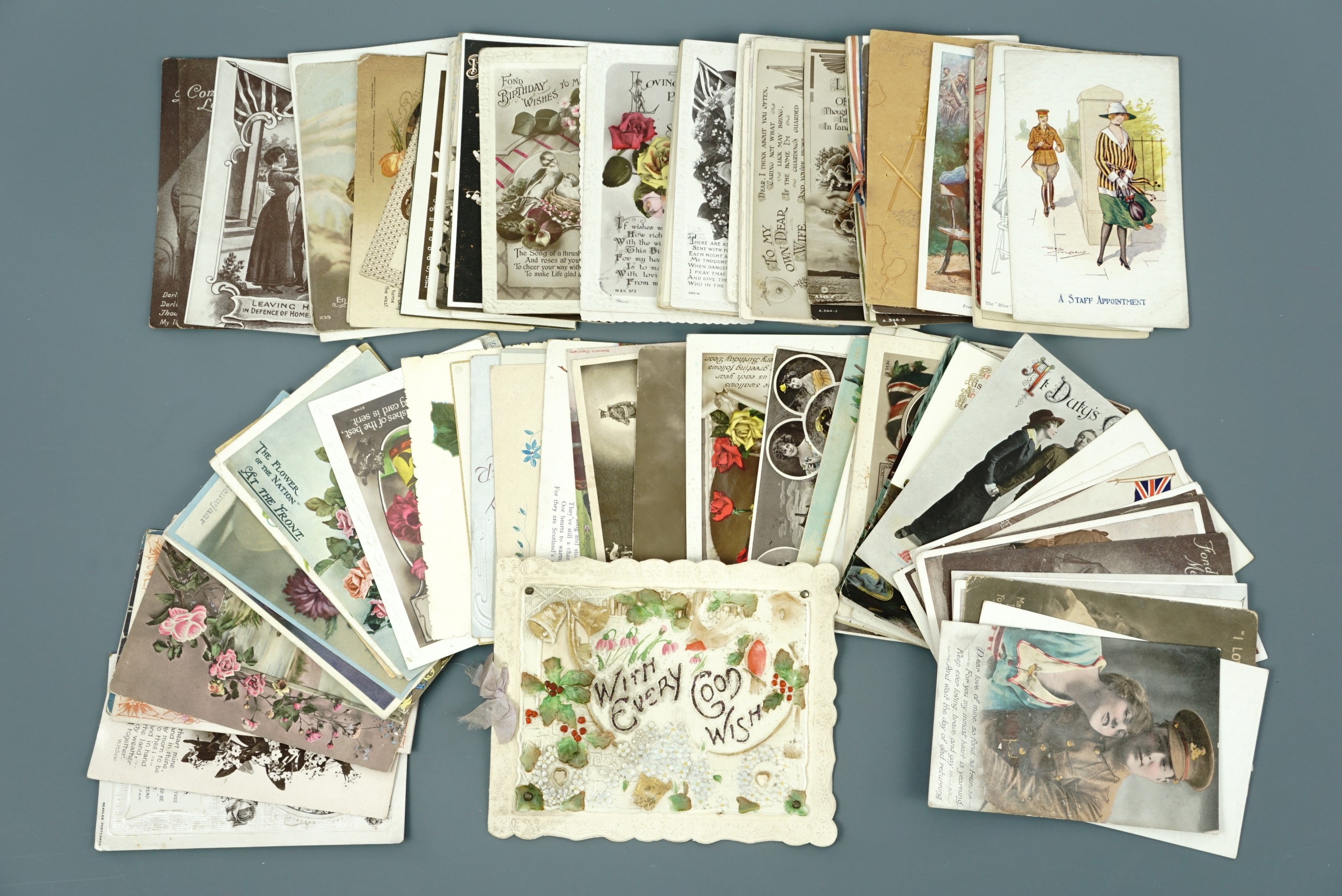 A large quantity of Great War and early 20th Century greetings cards and postcards