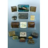 A collection of antique and later metal boxes, including Player's, Centurion and Evans advertising