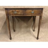 A George V oak side / writing table, 76 cm x 43 cm x 75 cm