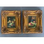 Three interior decorators' reproduction fine art pictures, including a Dutch style still life in