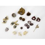A quantity of antique and vintage cuff links and shirt studs, including basse-taille enamelled