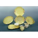 Royal Winton yellow ground blossom pattern table ware