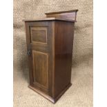 A George V parquetry and string inlaid satinwood and mahogany bedside cabinet, 40 x 36 x 83 cm high