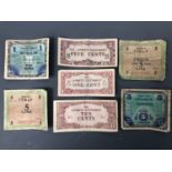 A group of Second World War occupation, military and other banknotes