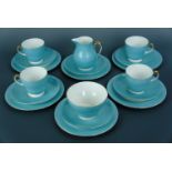 A Wedgwood porcelain tea set in turquoise blue