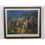 A Terence Cuneo signed print "Raising the Regiment", 56 x 47 cm