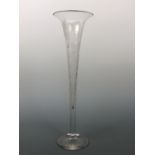 A late 19th / early 20th Century wheel-cut glass trumpet vase, 36 cm