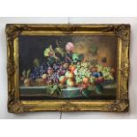 (20th Century) Dutch School A large and impressive still life depicting a harvest of fruits and