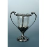 A late 19th / early 20th century cut glass and electroplate vase by James Dixon and Son of