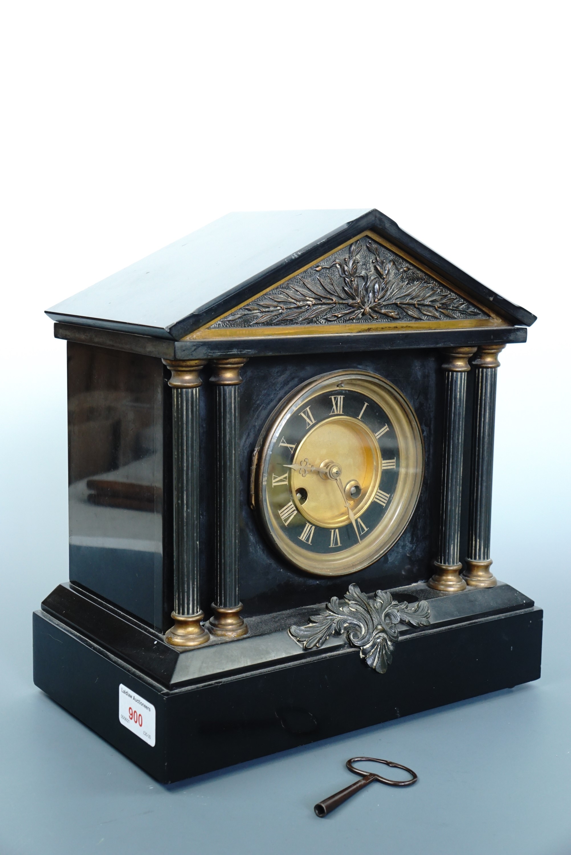 A Victorian slate mantle clock, 29 cm high - Image 2 of 2