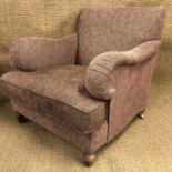 A quality pair of reproduction Victorian upholstered lounge armchairs, 84 cm wide x 100 cm deep