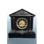 A Victorian slate mantle clock, 29 cm high