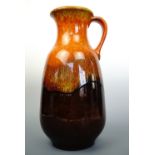 A large 1960s German studio pottery lava glazed vase, 44 cm