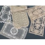 Victorian tatting and crochet decorative mats, including one pictorial example depicting Irish