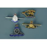 Enamelled white metal RAMC and Royal Artillery sweetheart brooches, (stamped silver), together
