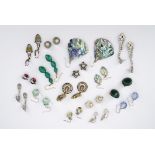 A group of vintage costume earrings, including ear pendants and clips, second quarter 20th Century
