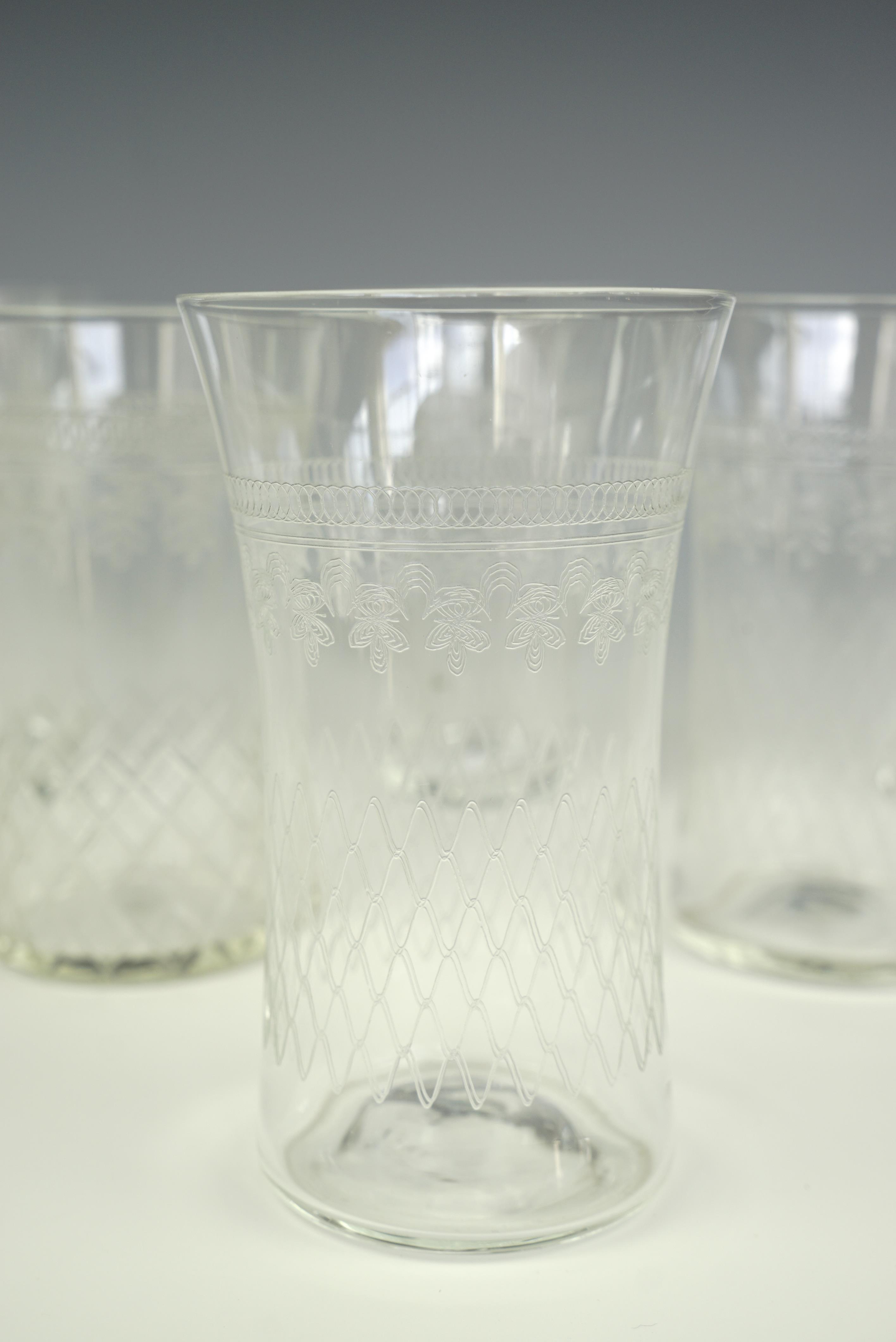 A set of six Edwardian etched glasses - Image 2 of 2
