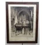 Leonard Brewer (1875-1935) "The Manchester Cathedral", drypoint, framed under glass, 46 x 35 cm