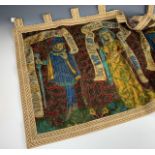 A vintage Medieval style German tapestry wall hanging, 70 cm x 120 cm