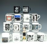Fifteen Newcastle United mugs and a figurine