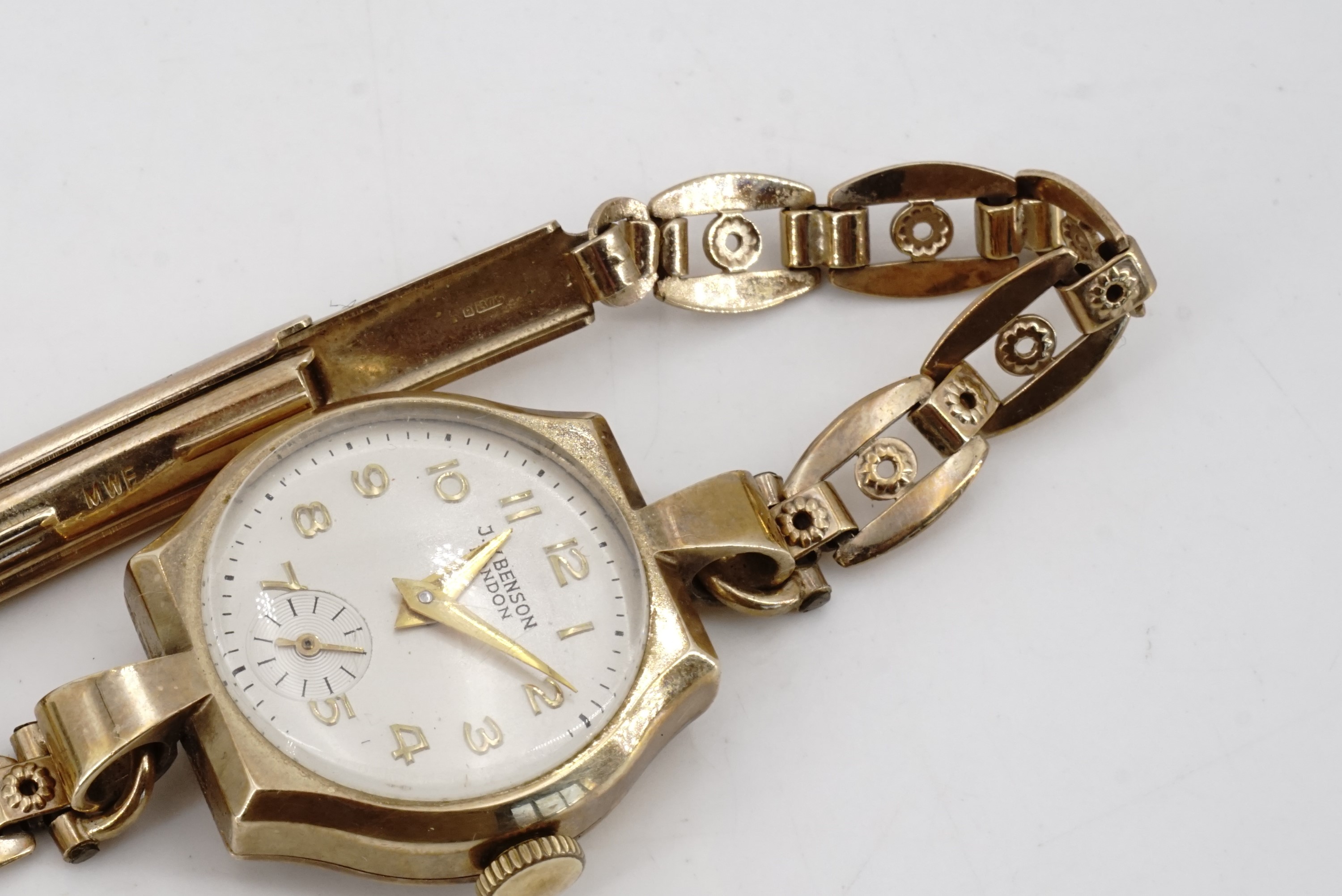 A 1950s lady's 9 ct gold cocktail watch by J W Benson of London, 11.5 g excluding movement - Image 2 of 2