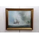 Paul J. Wintrip (20th Century) "Off the Coast", depicting a sailing vessel in choppy waters, oil