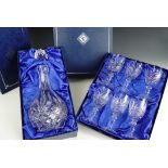 A boxed Edinburgh Crystal decanter and six wine glasses