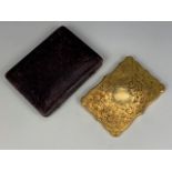 A Victorian fancy gilt visiting card case, 10 cm x 7 cm