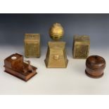 Sundry antique and vintage caddies including a 1924 British Empire Exhibition example, together with