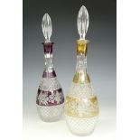 Two flashed and cut glass decanters circa 1960s, 40 cm.