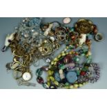 A quantity of vintage and later costume jewellery and watches