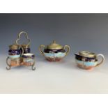 An early 20th Century ceramic cruet set, sucrier and cream jug