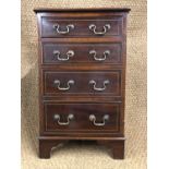 A George III style string-inlaid mahogany bedside chest, 42 cm x 68 cm