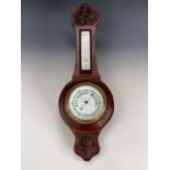 An oak banjo barometer, 60 cm
