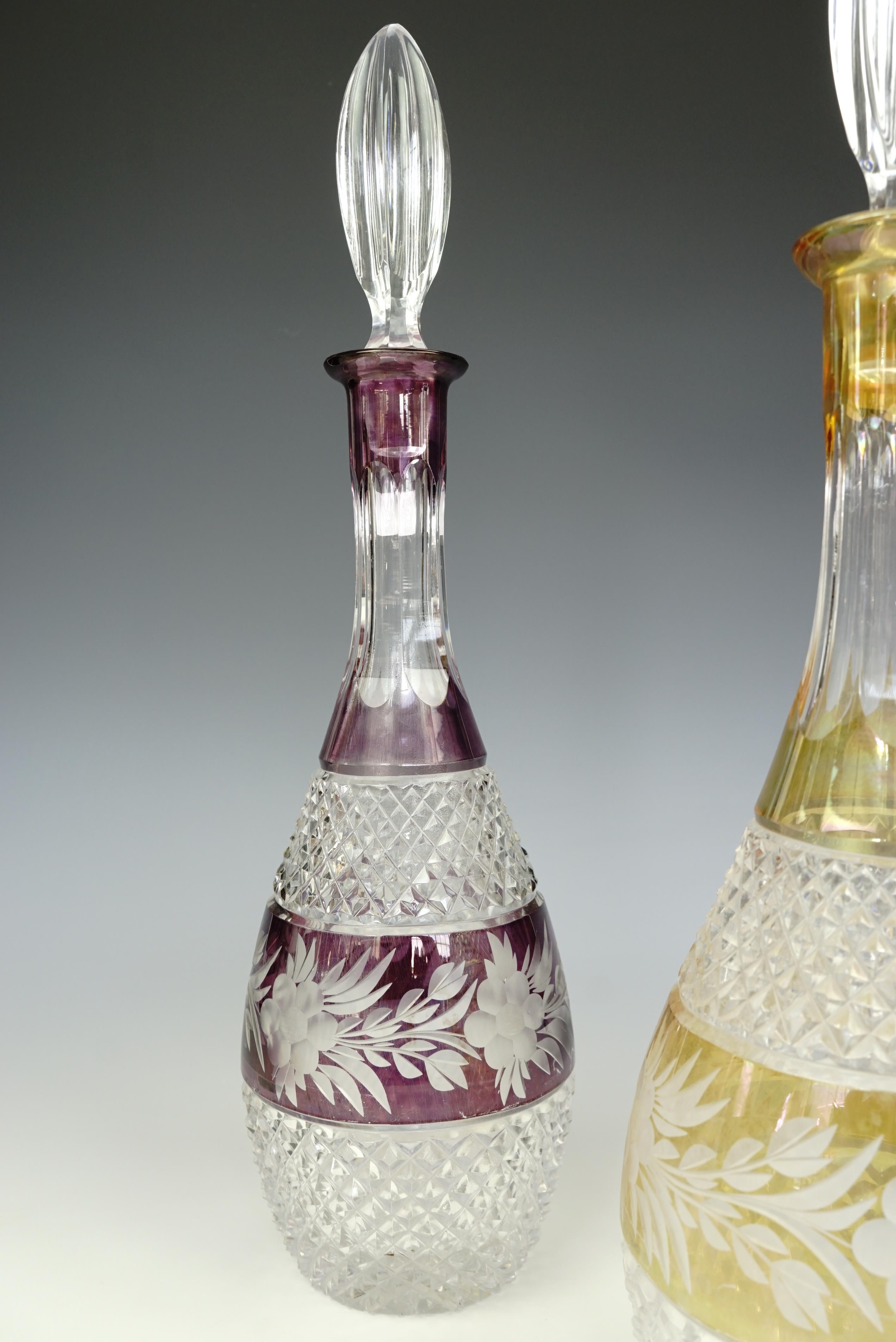 Two flashed and cut glass decanters circa 1960s, 40 cm. - Image 2 of 3