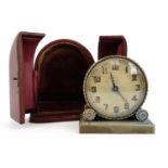 A 1920s Zenith boudoir clock and outer case, (replacement quartz movement)