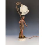 A Belle Epoque style figural table lamp, 60 cm