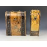 A pair of late 20th century chinoiserie wine bottle cases / boxes.