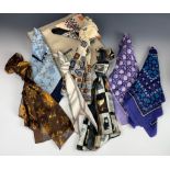 A quantity of vintage scarves, including an Issey Miyake cashmere and silk example, and various