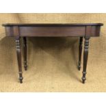 An early Victorian mahogany D end table, 120 cm x 73 cm high