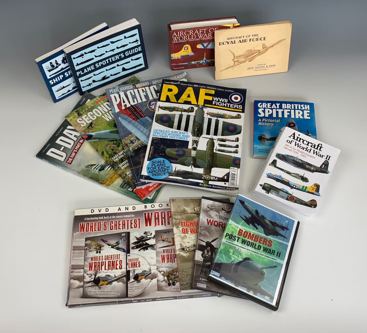 A quantity of books and DVDs etc, on Second World War and other military aircraft, including RAF