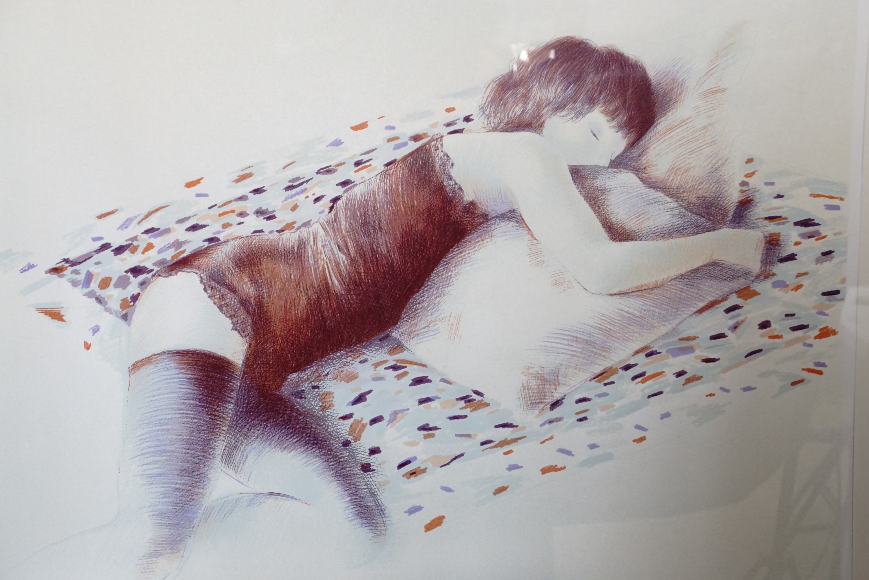 Adrian George (British, b.1944) Study of a sleeping woman, lithograph, signed in pencil to the