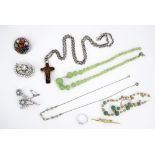 A quantity of vintage jewellery, including a 1920s yellow-metal, baroque pearl and semi-precious