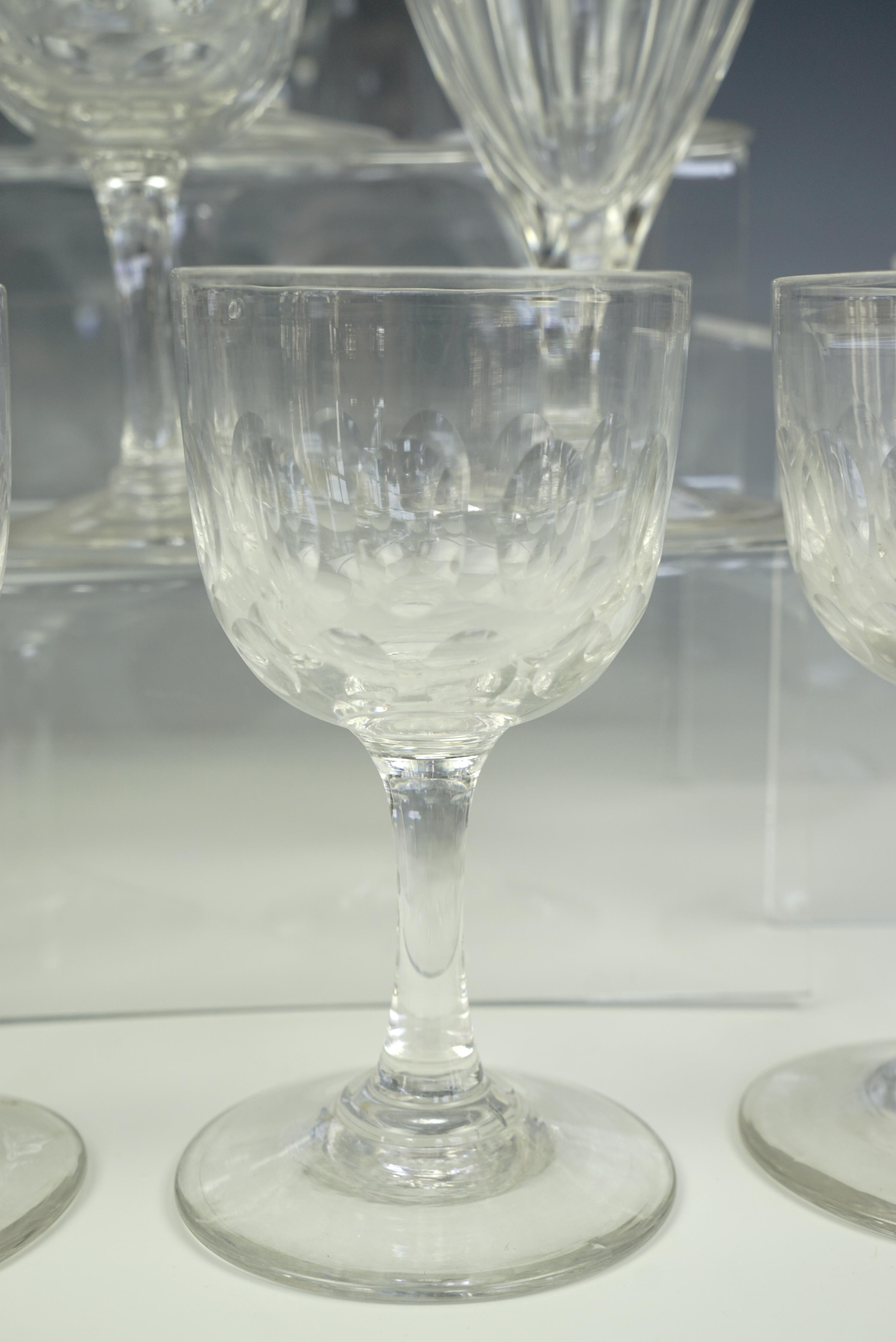 Eleven Victorian facet-cut wine glasses , appr. 11 cm, together with seven others, smaller - Image 2 of 3