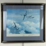 After Robert Taylor RAF Hurricane in flight, bearing Bob Stanford Tuck's signature, framed and